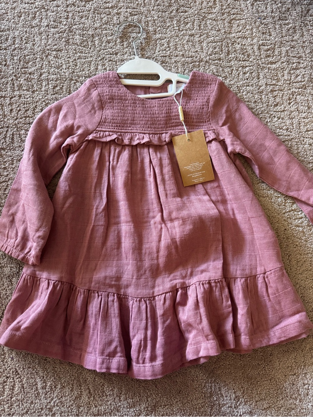 Angel Dear Mauve Pink Smocked Ruffle Dress